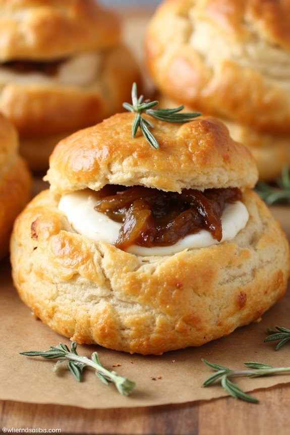 caramelized onion brie puffs