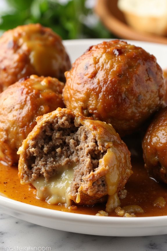 comforting french onion meatballs
