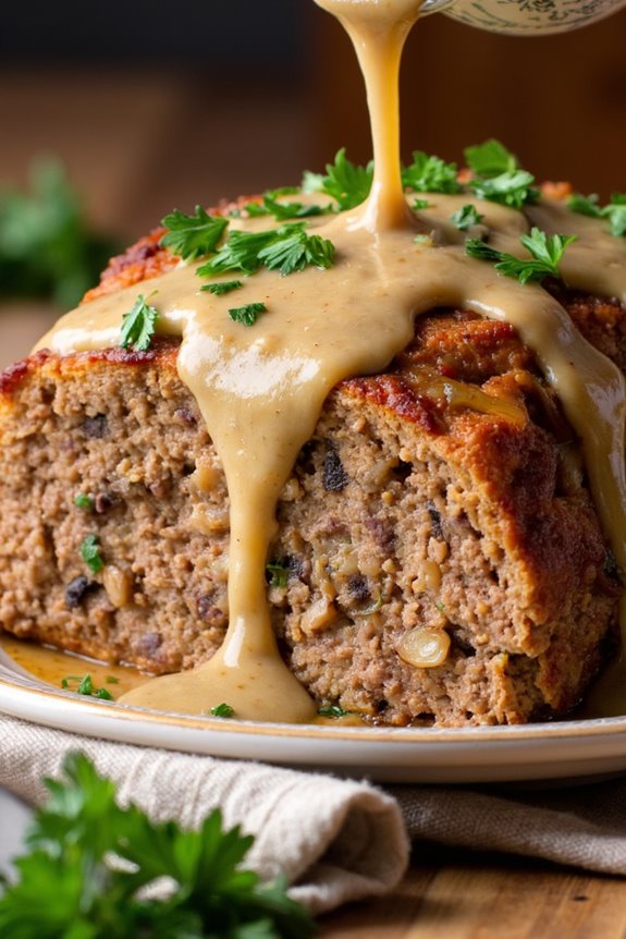 comforting meatloaf with gravy