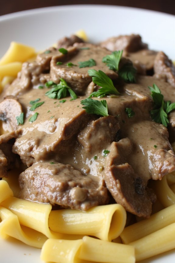 creamy beef mushroom dish