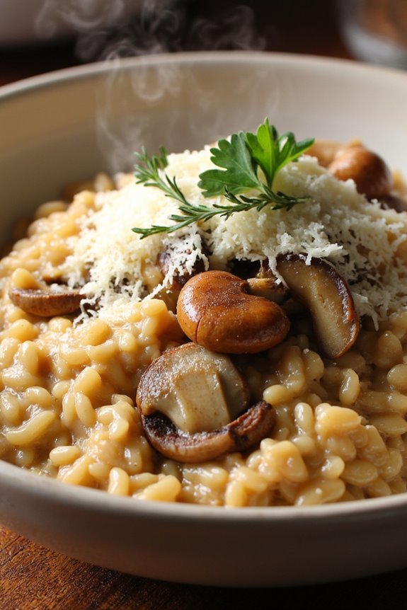 creamy chestnut mushroom risotto