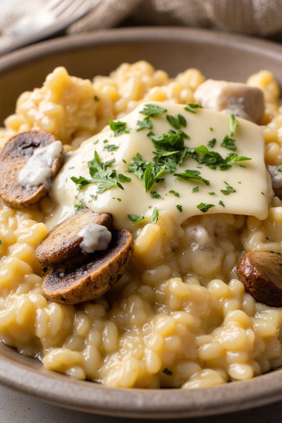 creamy chicken mushroom risotto