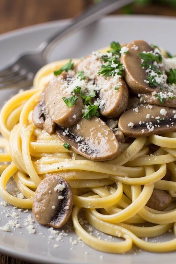 creamy garlic mushroom pasta