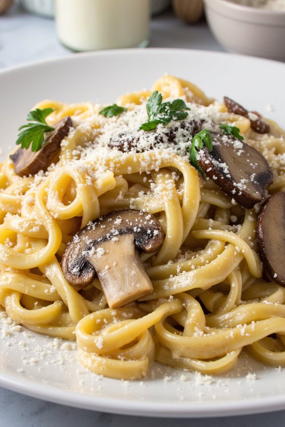 creamy garlic mushroom pasta