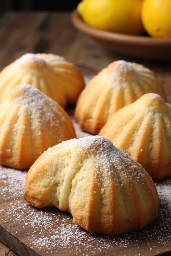 delicate shell shaped sponge cakes