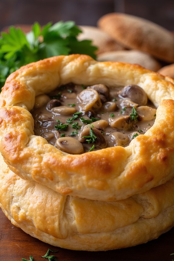 elegant mushroom filled pastries