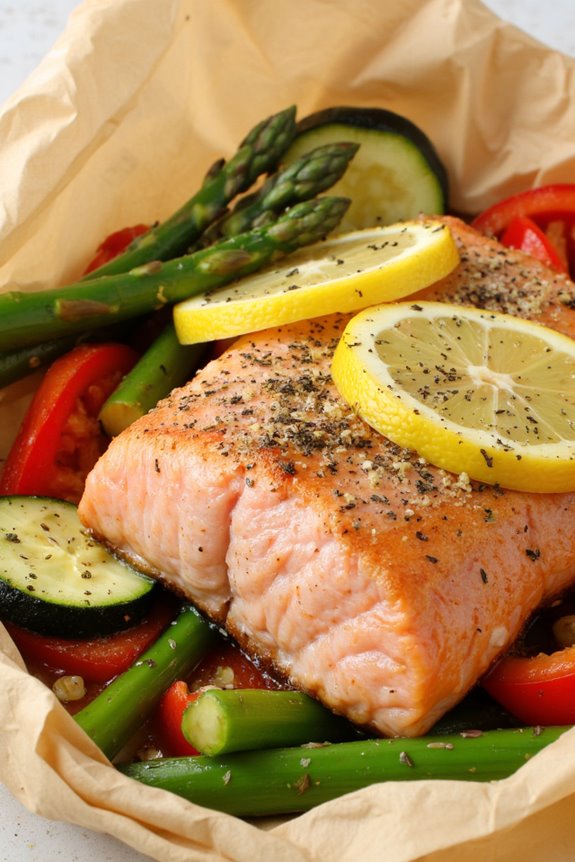 elegant salmon parchment dish