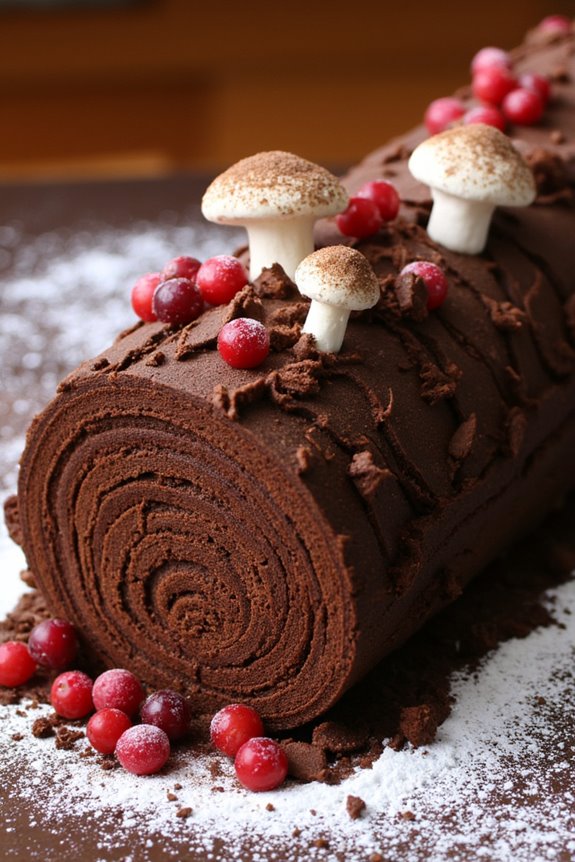 festive yule log dessert