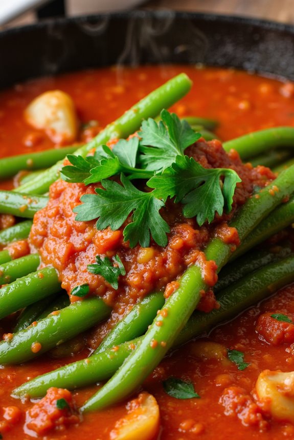 fresh beans in tomato sauce