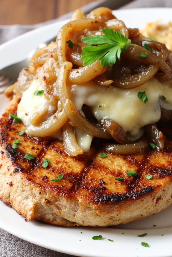 grilled pork chops with onions