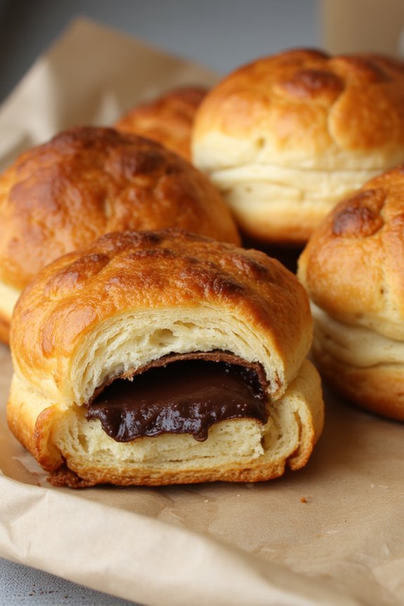 homemade flaky chocolate pastries