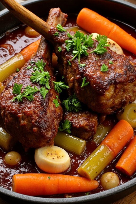 lamb shanks braised in wine