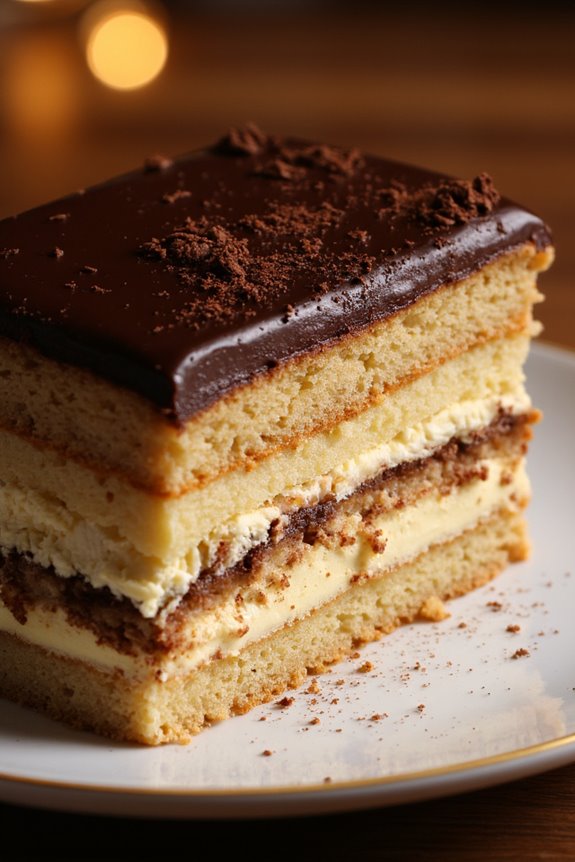 luxurious multi layered french dessert