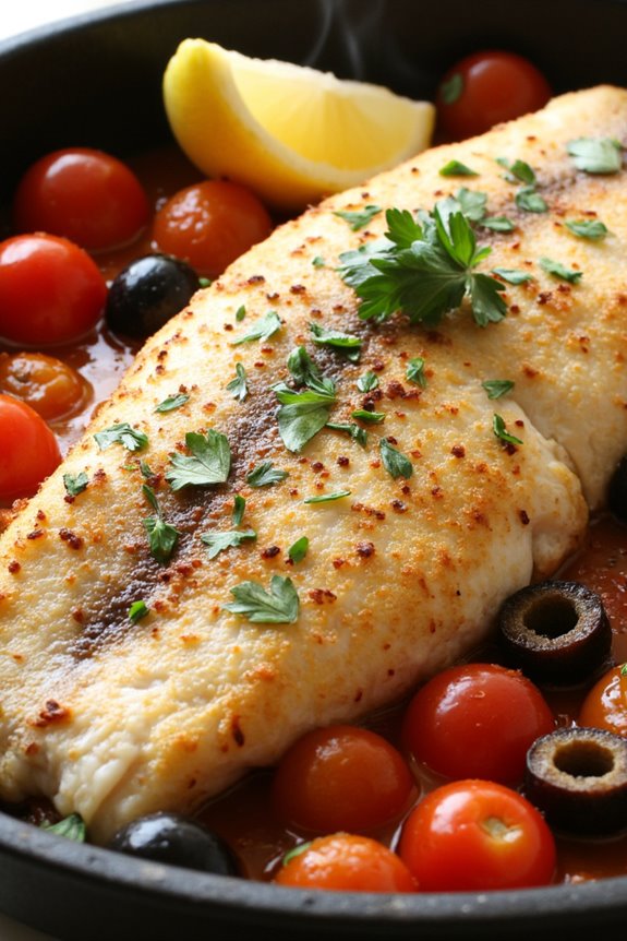 mediterranean baked cod dish