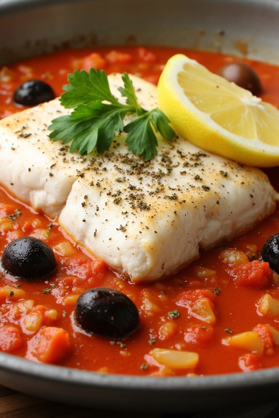 mediterranean cod with sauce