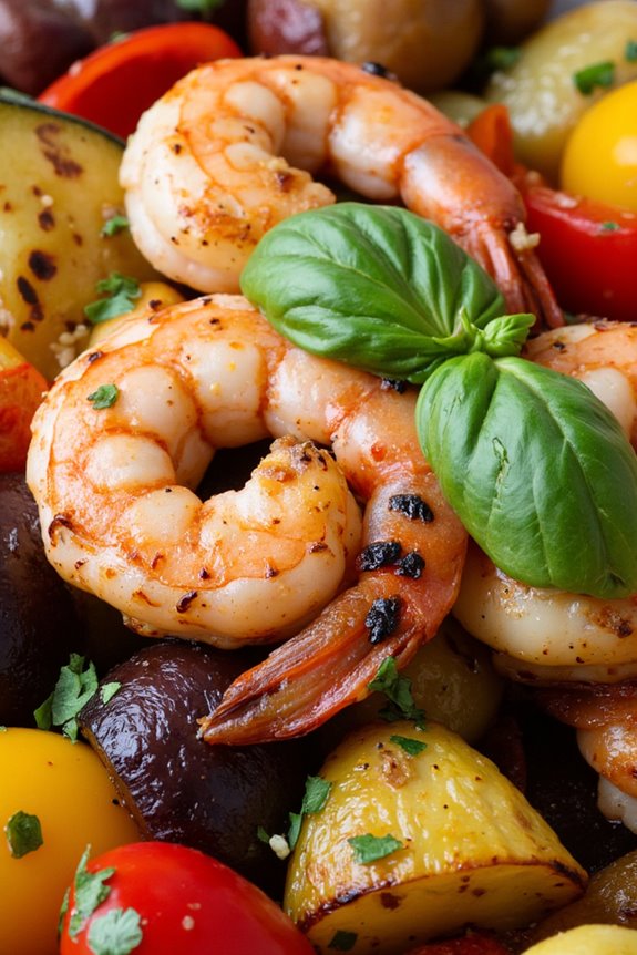 ratatouille with grilled shrimp
