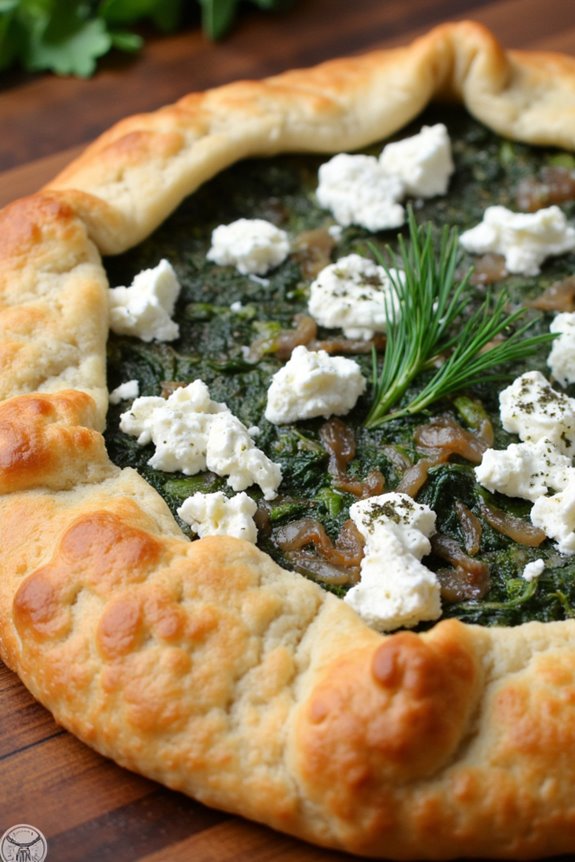 rustic spinach feta tart