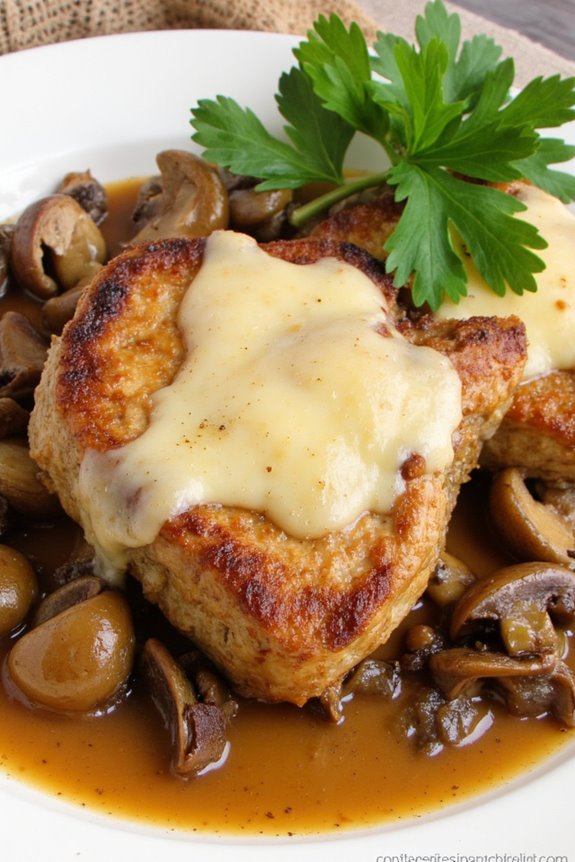 savory pork chops with mushrooms