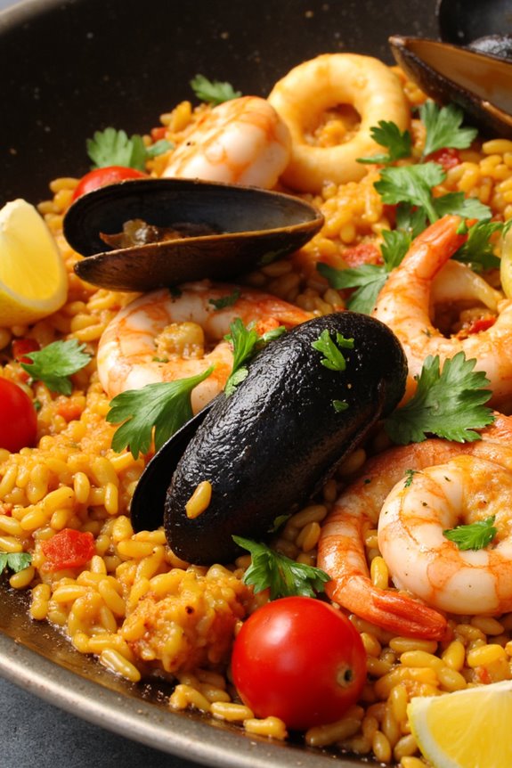 seafood paella with saffron
