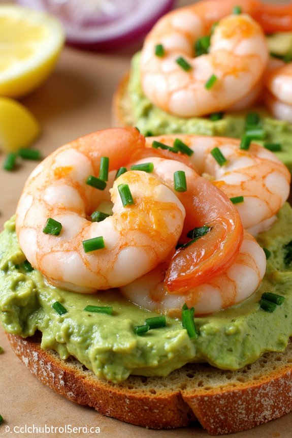 shrimp avocado tartine delight