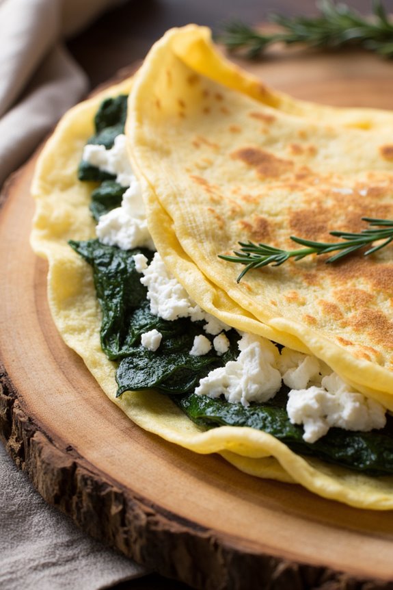 spinach and goat cheese cr pes