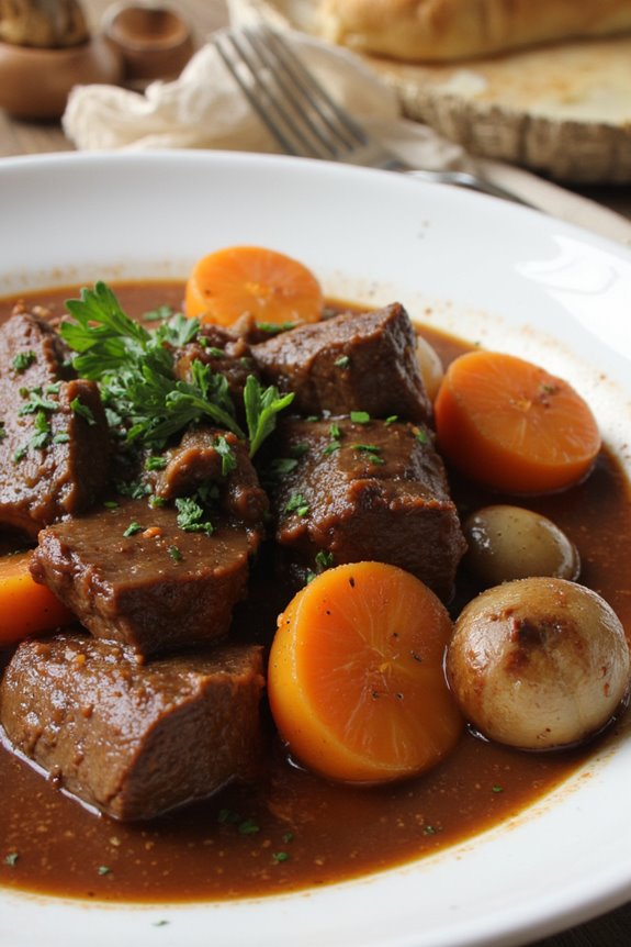 tender beef in red wine