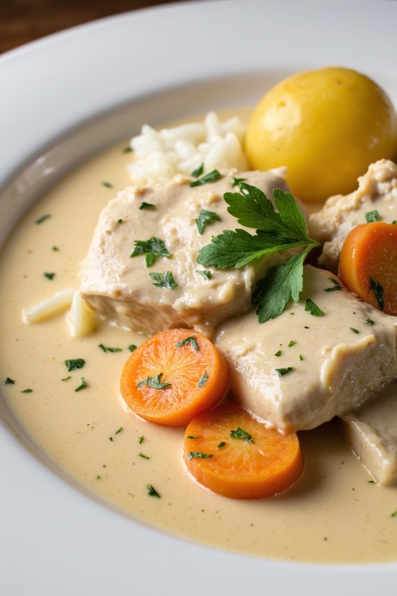 tender veal in creamy sauce