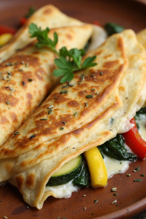 vegetable filled french pancakes