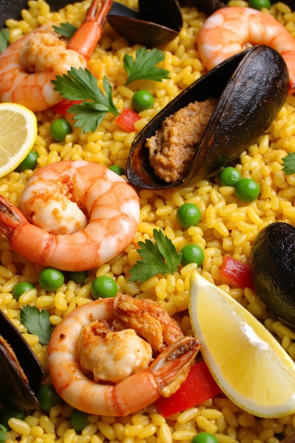 vibrant seafood rice dish