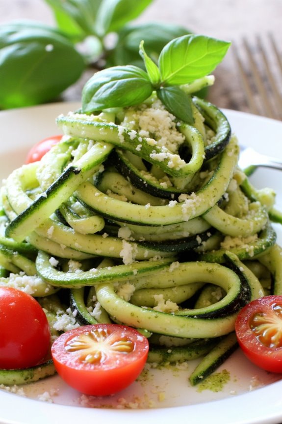 zucchini noodles with pesto