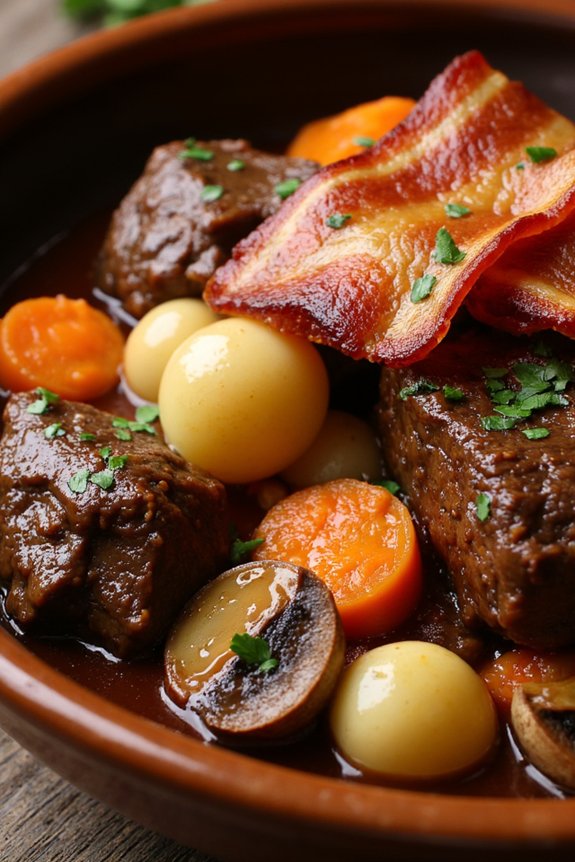 beef bourguignon with bacon