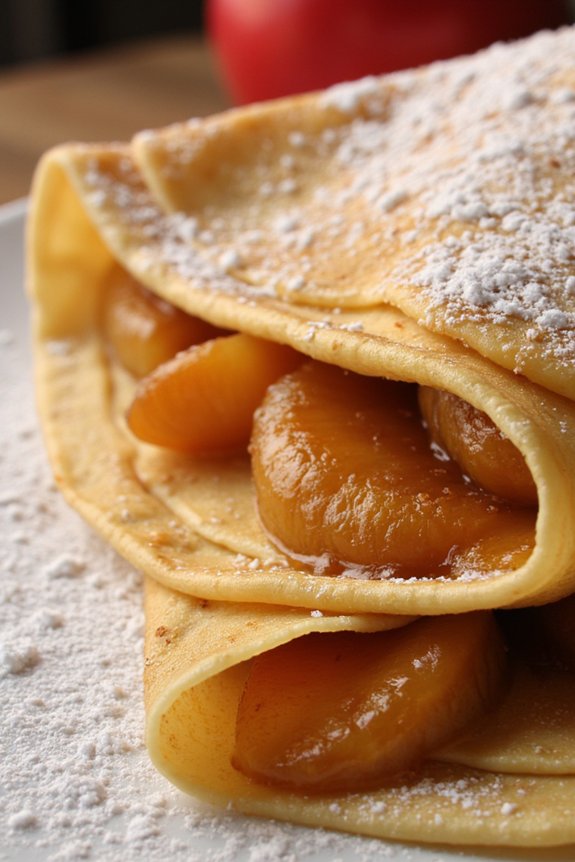 caramelized apple cinnamon crepes
