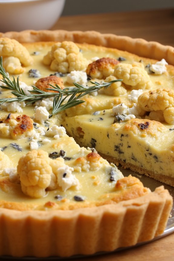 cauliflower blue cheese quiche