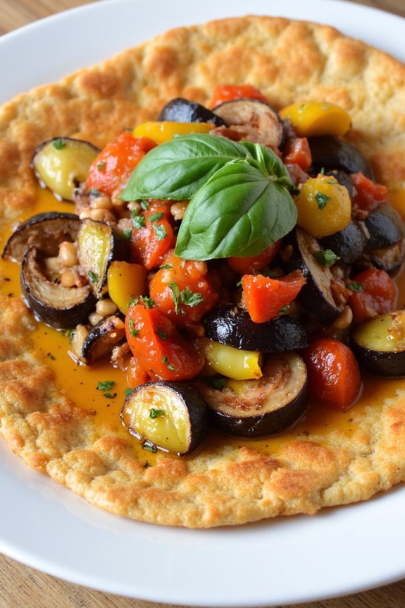 chickpea flatbread with ratatouille