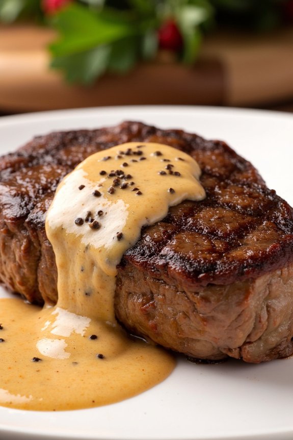 classic french peppered steak