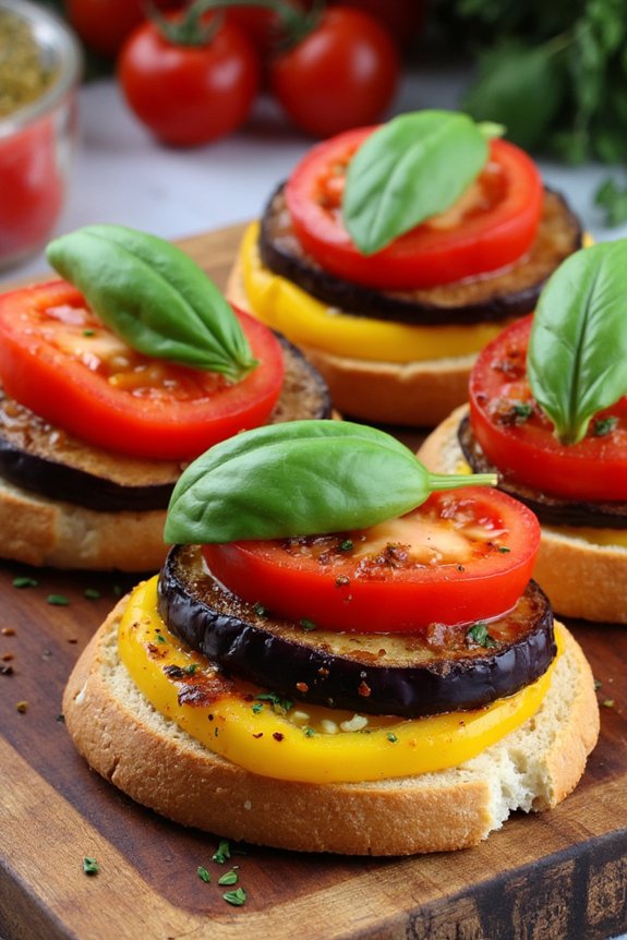 colorful vegetable tartine appetizer