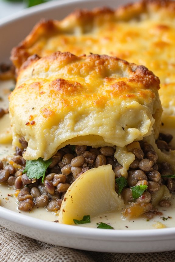 comforting herbed lentil gratin