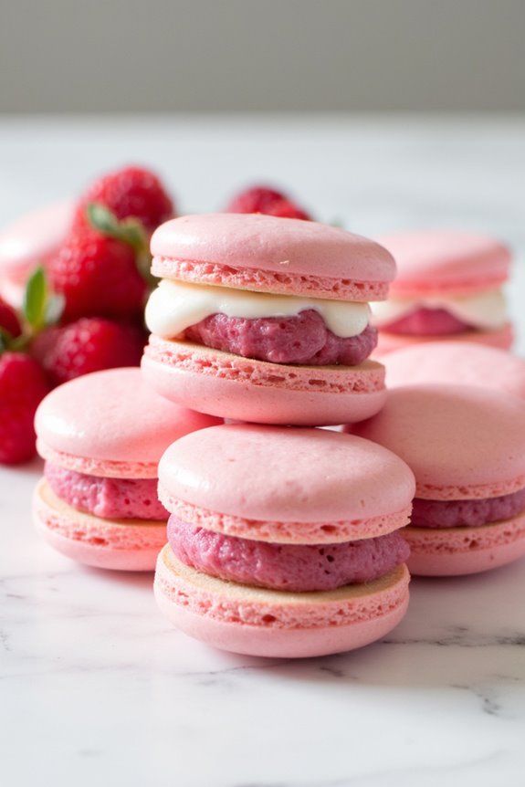 delicate raspberry almond macarons