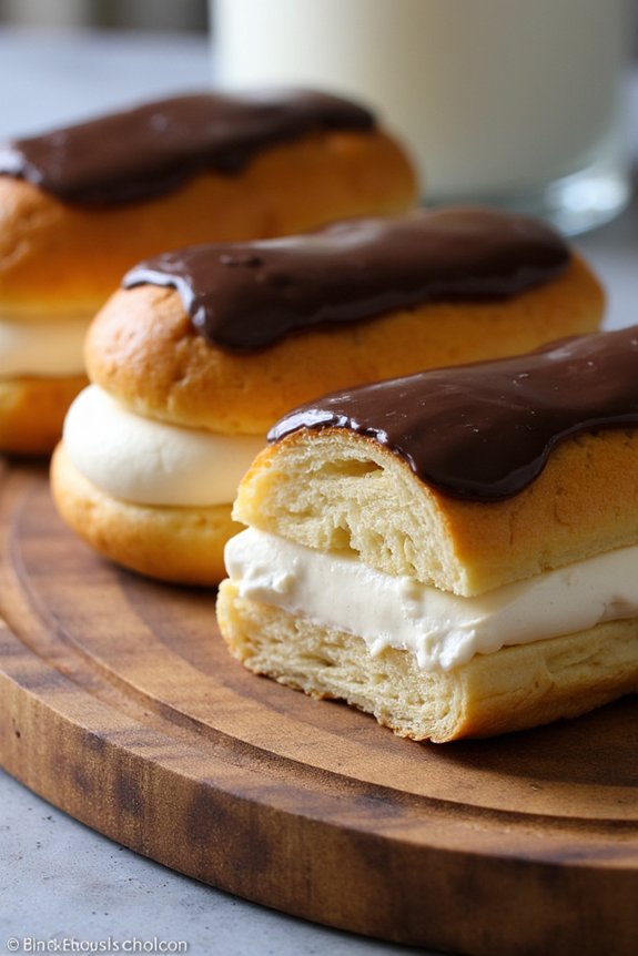 elegant creamy chocolate clairs