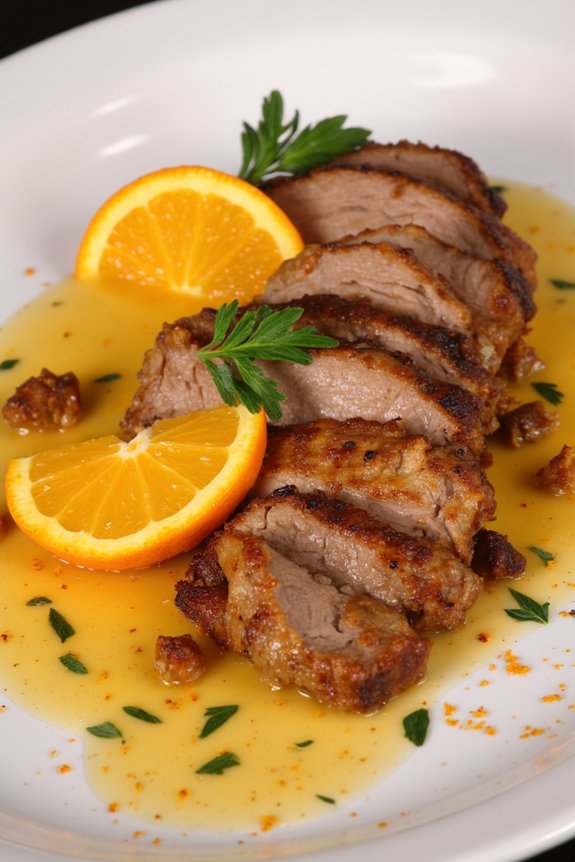 elegant duck with orange