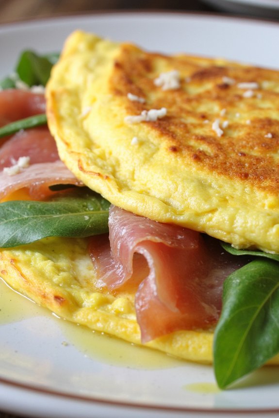 elegant prosciutto arugula omelette