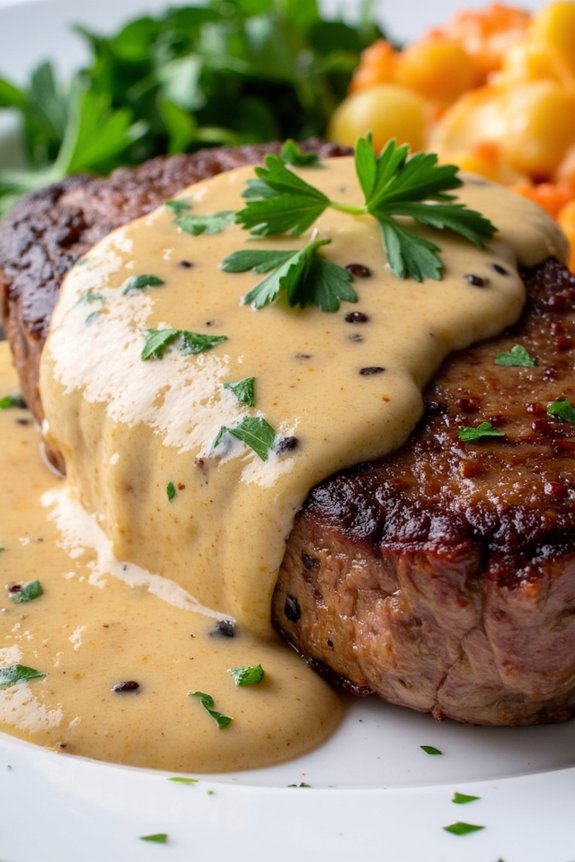 elegant steak with cognac
