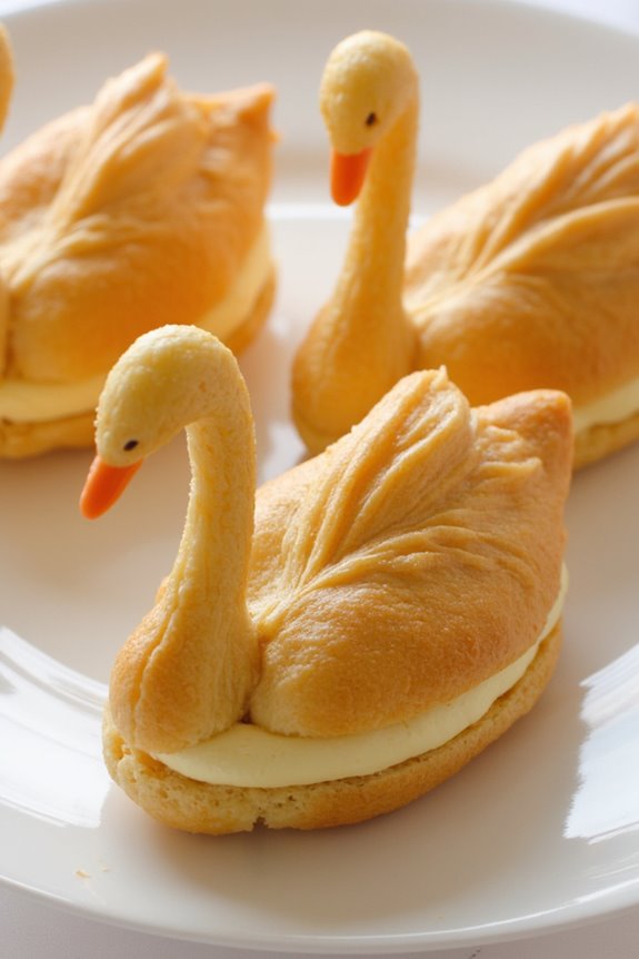 elegant swan shaped pastries