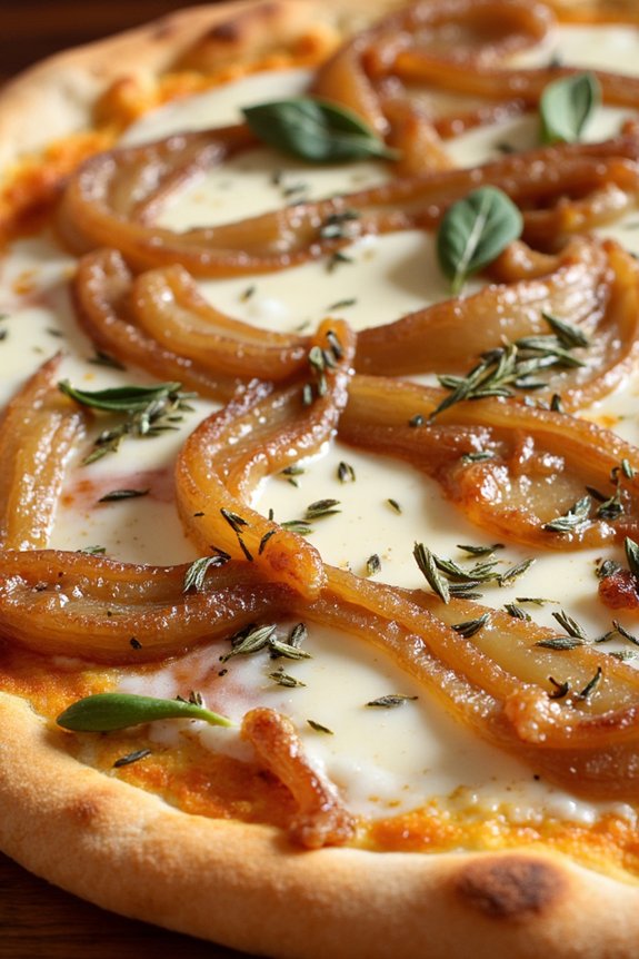 gourmet caramelized onion pizza