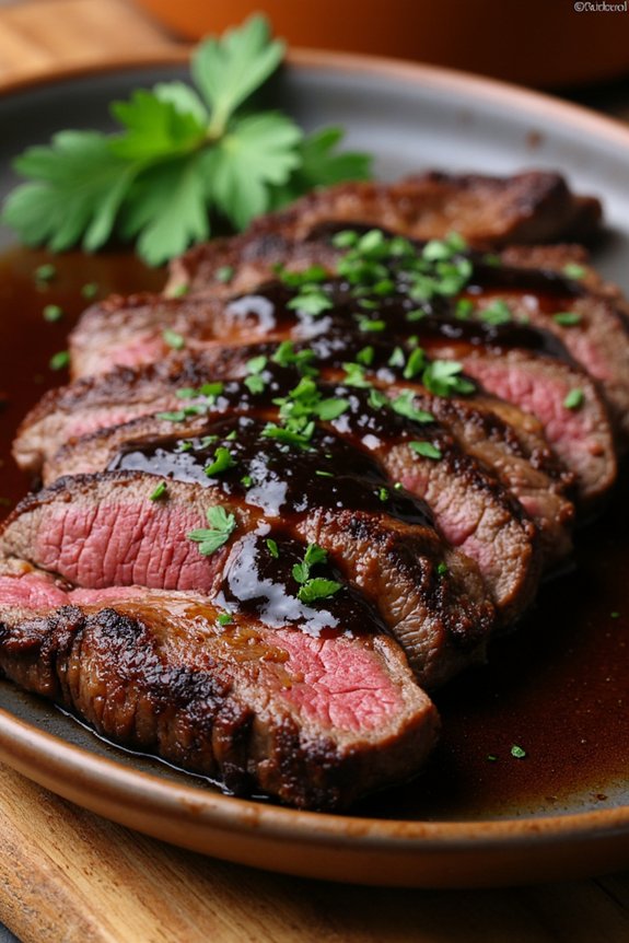 grilled steak with pepper sauce