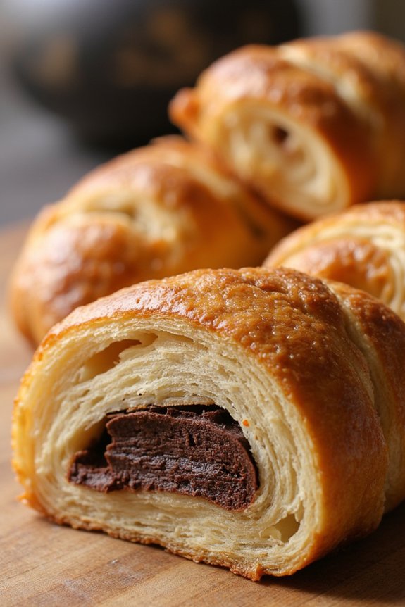 homemade flaky chocolate croissants