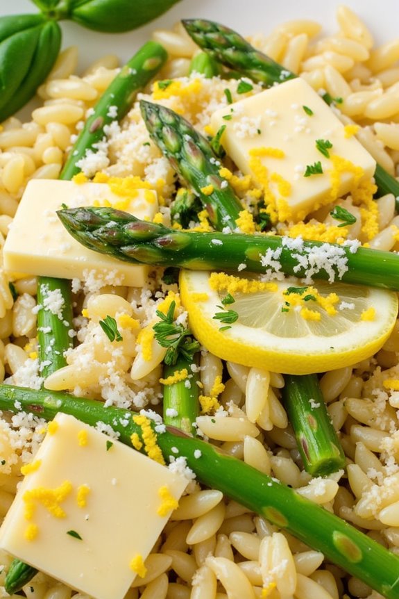 lemon asparagus orzo delight