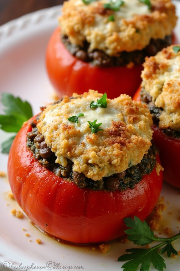 lentil spinach stuffed tomatoes recipe