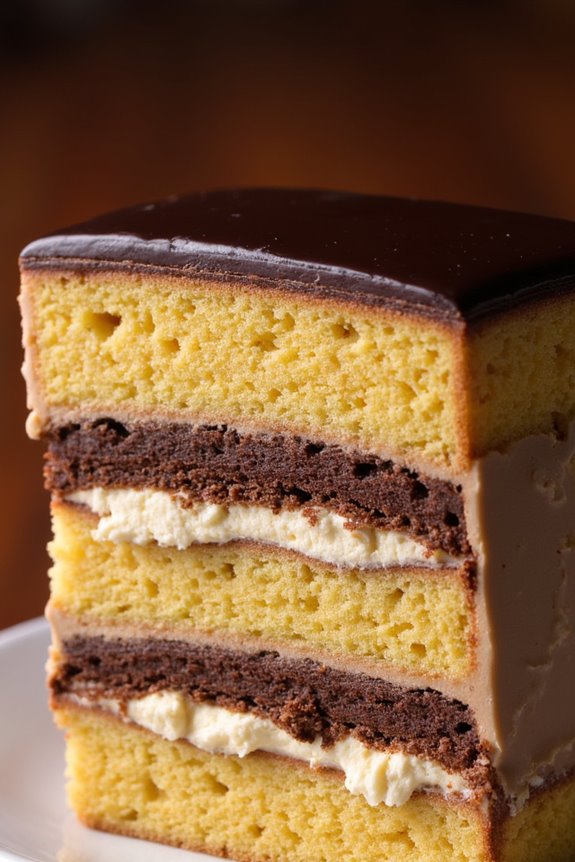 multi layered chocolate dessert