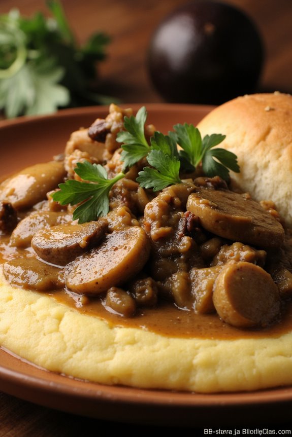 mushroom rich vegetarian comfort dish